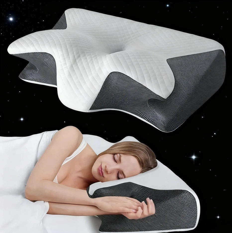 Oreiller Ergonomique en Forme de Corne – Soutien Cervical Confort Ultime pour un Sommeil Réparateur